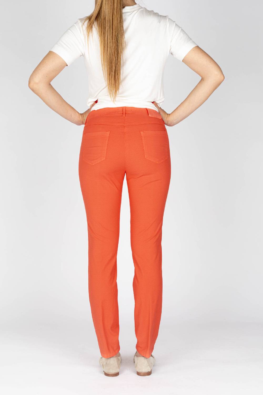 L.Pucci Pantaloni jeans colore corallo tessuto cotone armaturato Spedizione Gratuita