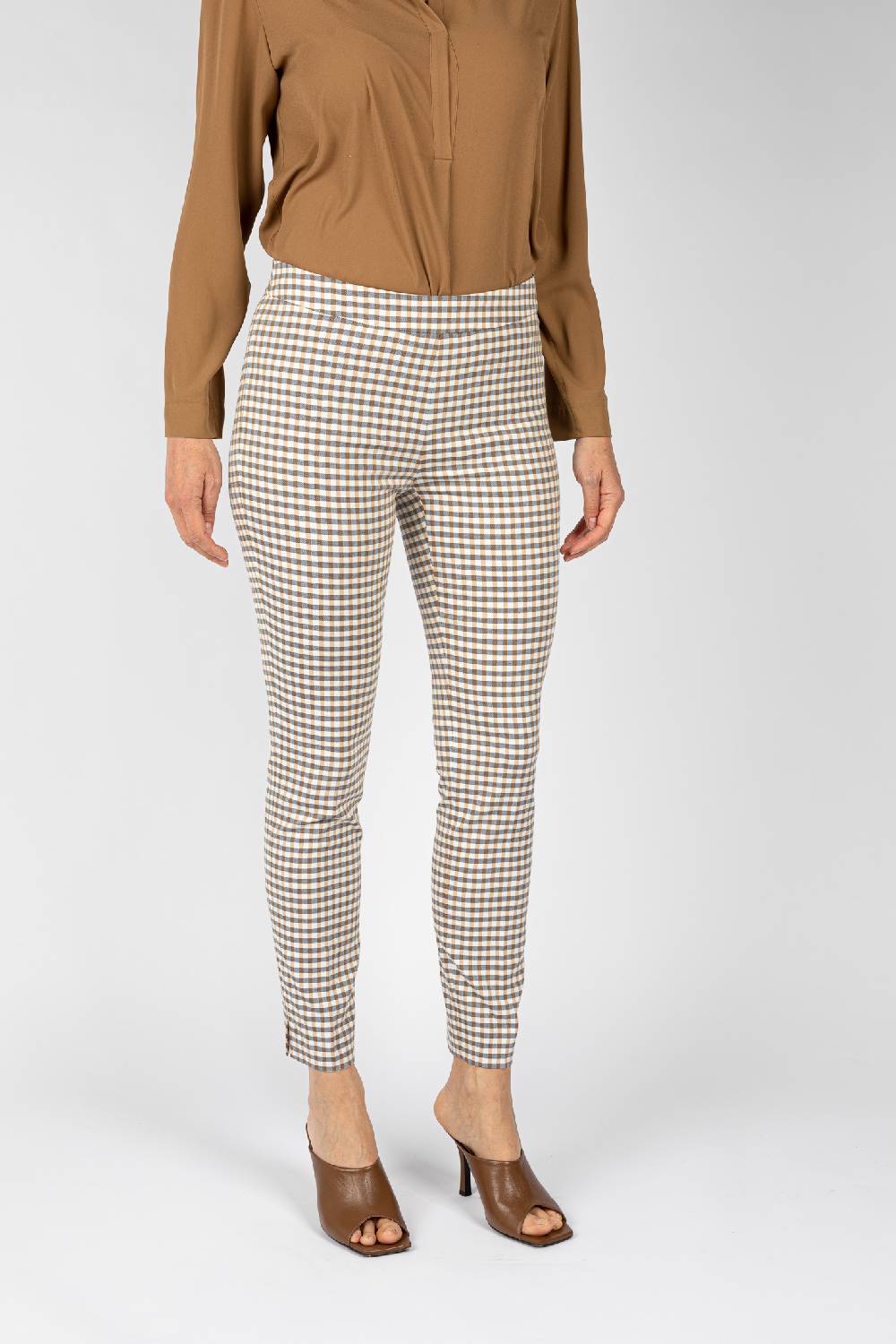 L.Pucci Pantaloni tessuto disegno quadretto colore blu, linea a sigaretta Economico
