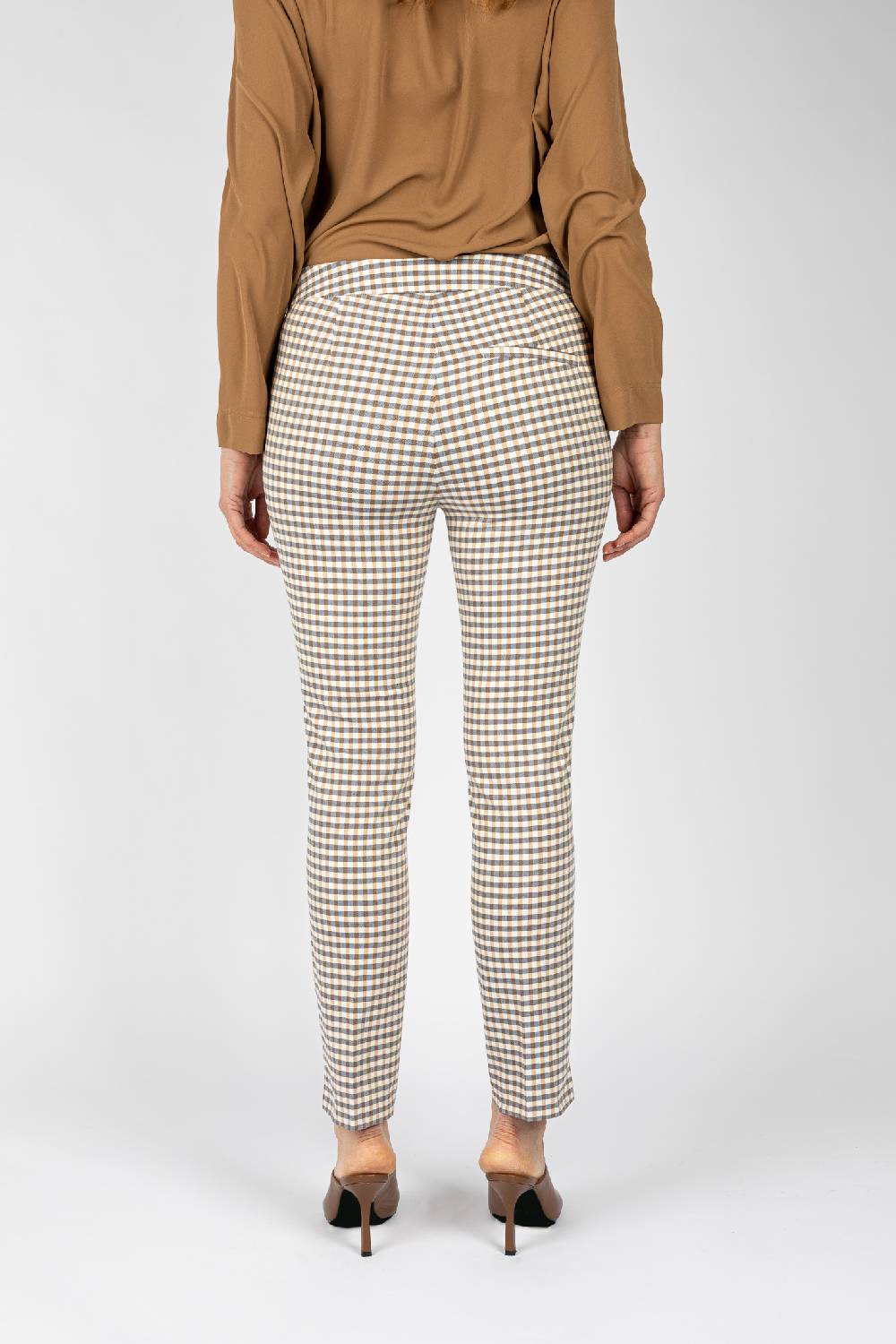 L.Pucci Pantaloni tessuto disegno quadretto colore blu, linea a sigaretta Economico