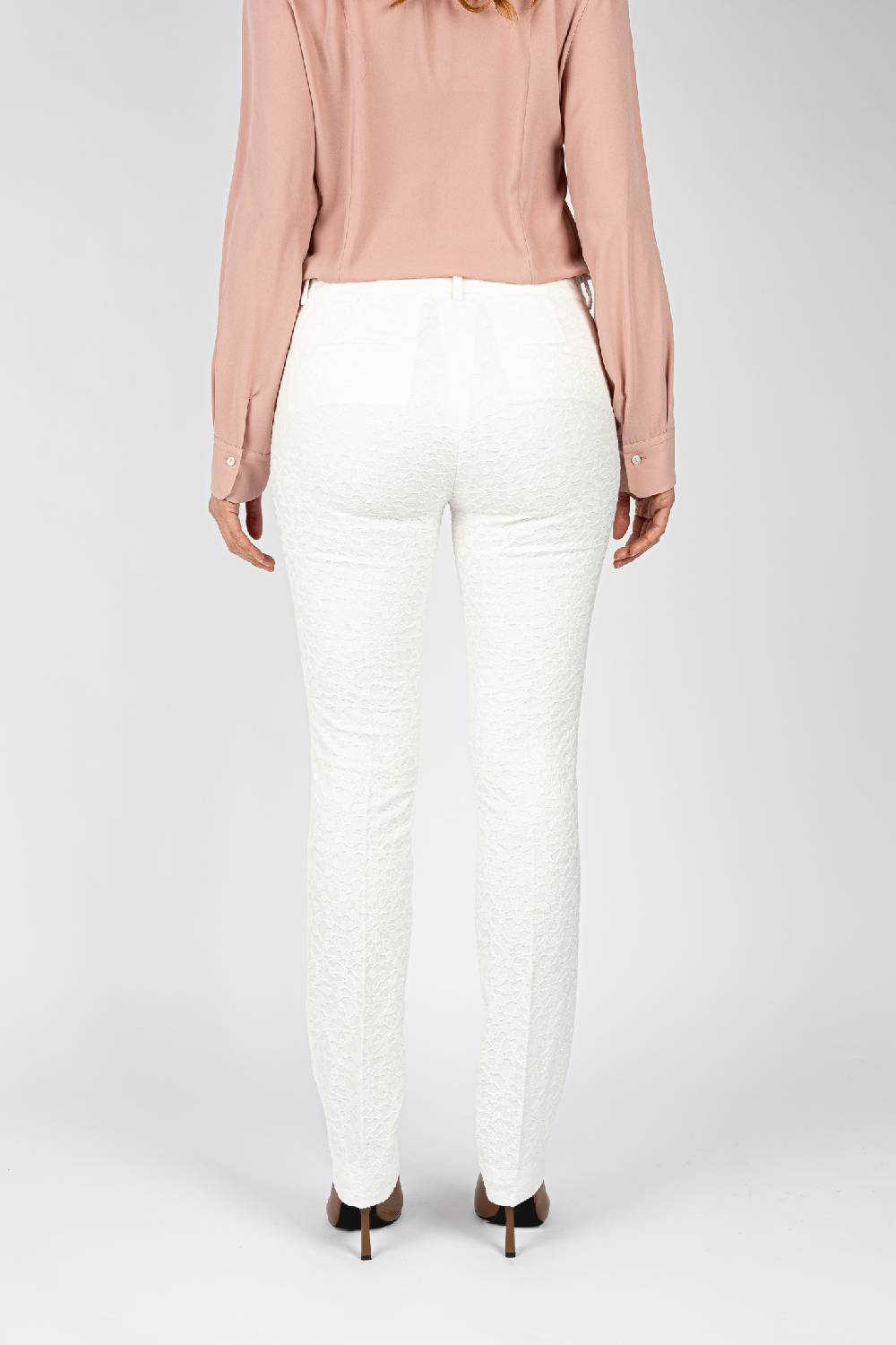 L.Pucci Pantaloni tessuto jacquard colore bianco, gamba regolare Vendita Calda