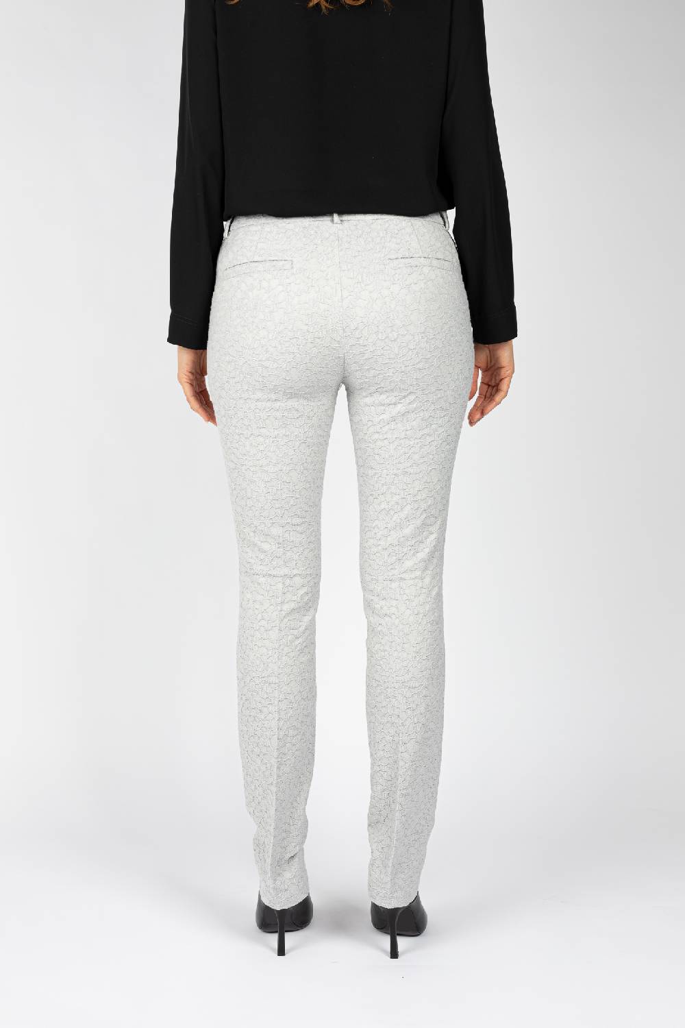 L.Pucci Pantaloni tessuto jacquard colore ghiaccio, gamba regolare Comprare a buon mercato