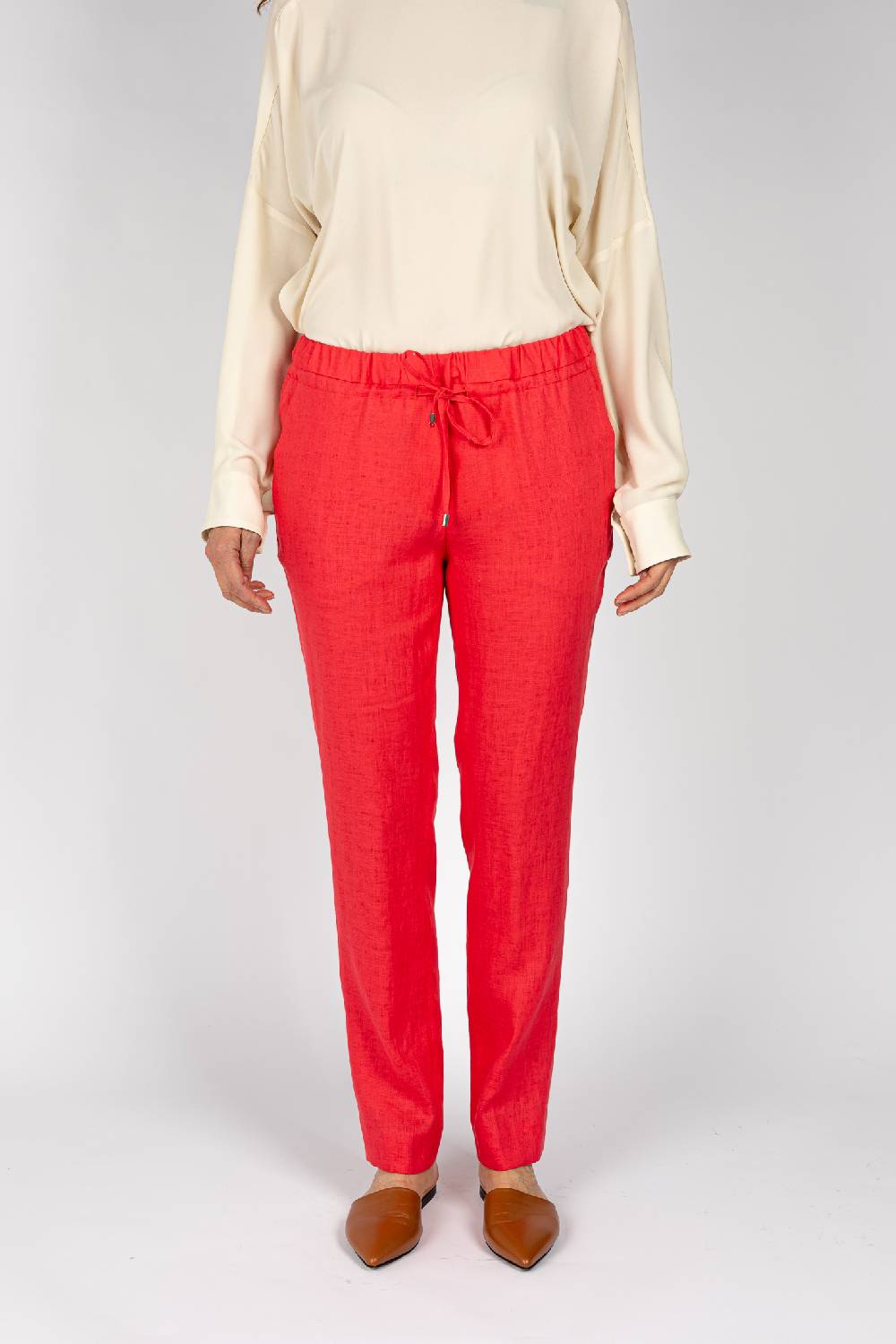 L.Pucci Pantaloni colore corallo, linea morbida Vendite Flash