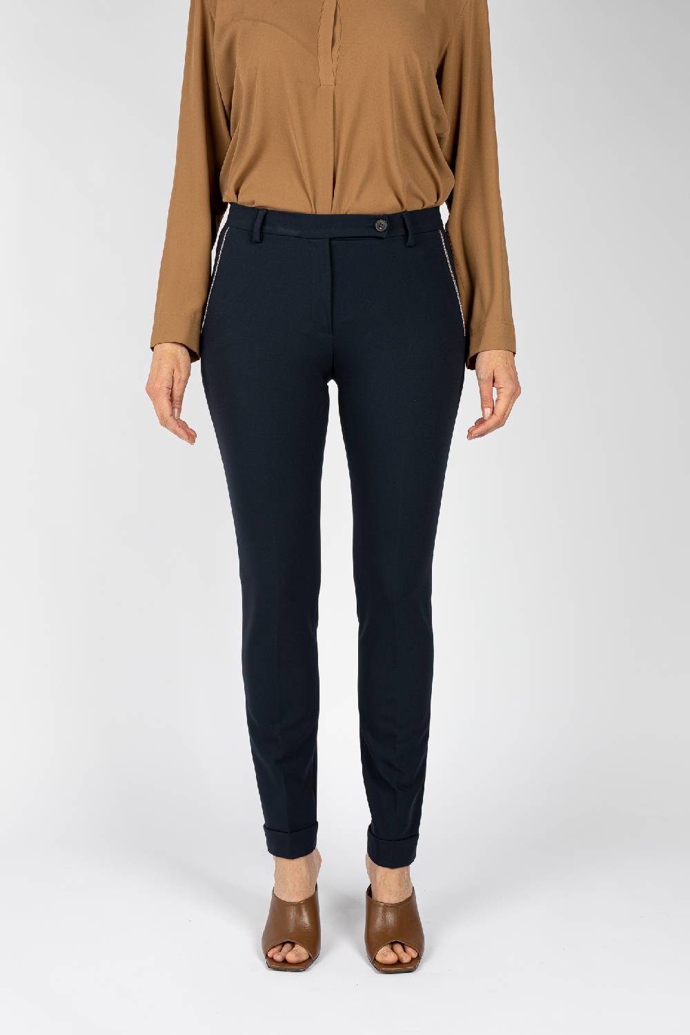 L.Pucci Pantaloni gamba regolare con rovescia colore blu Italia