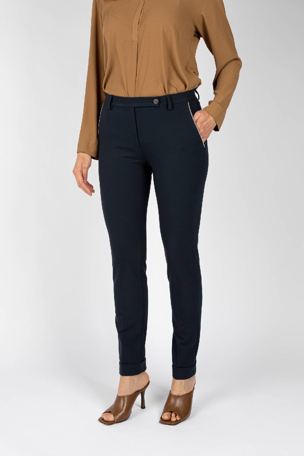 L.Pucci Pantaloni gamba regolare con rovescia colore blu Italia