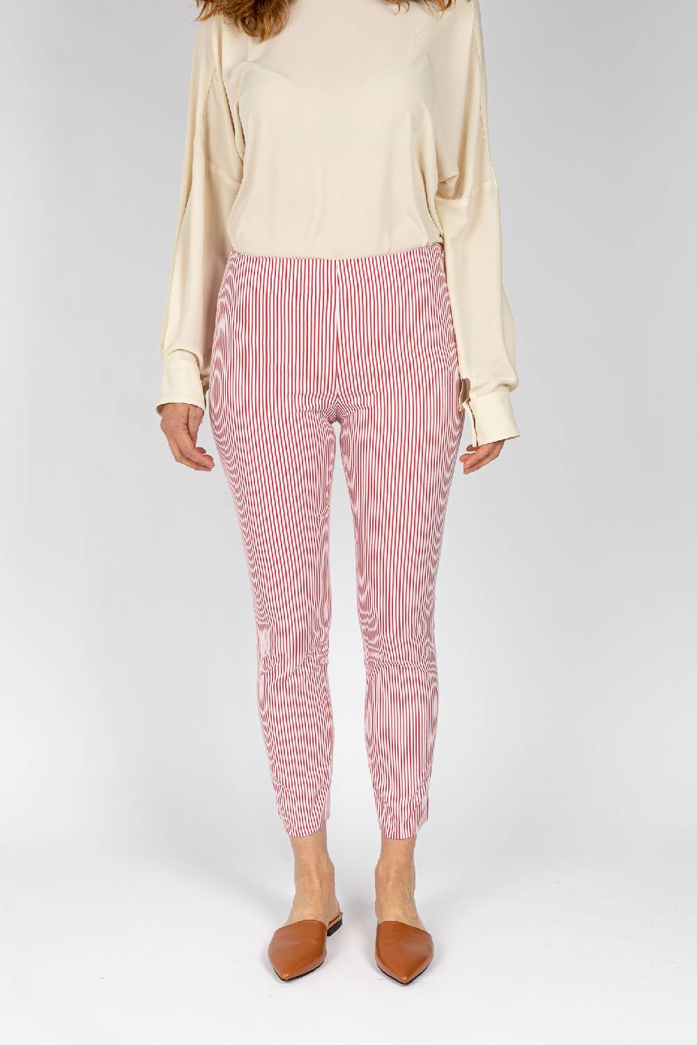 L.Pucci Pantaloni a riga colore rosso da donna linea stretta Pezzi Unici