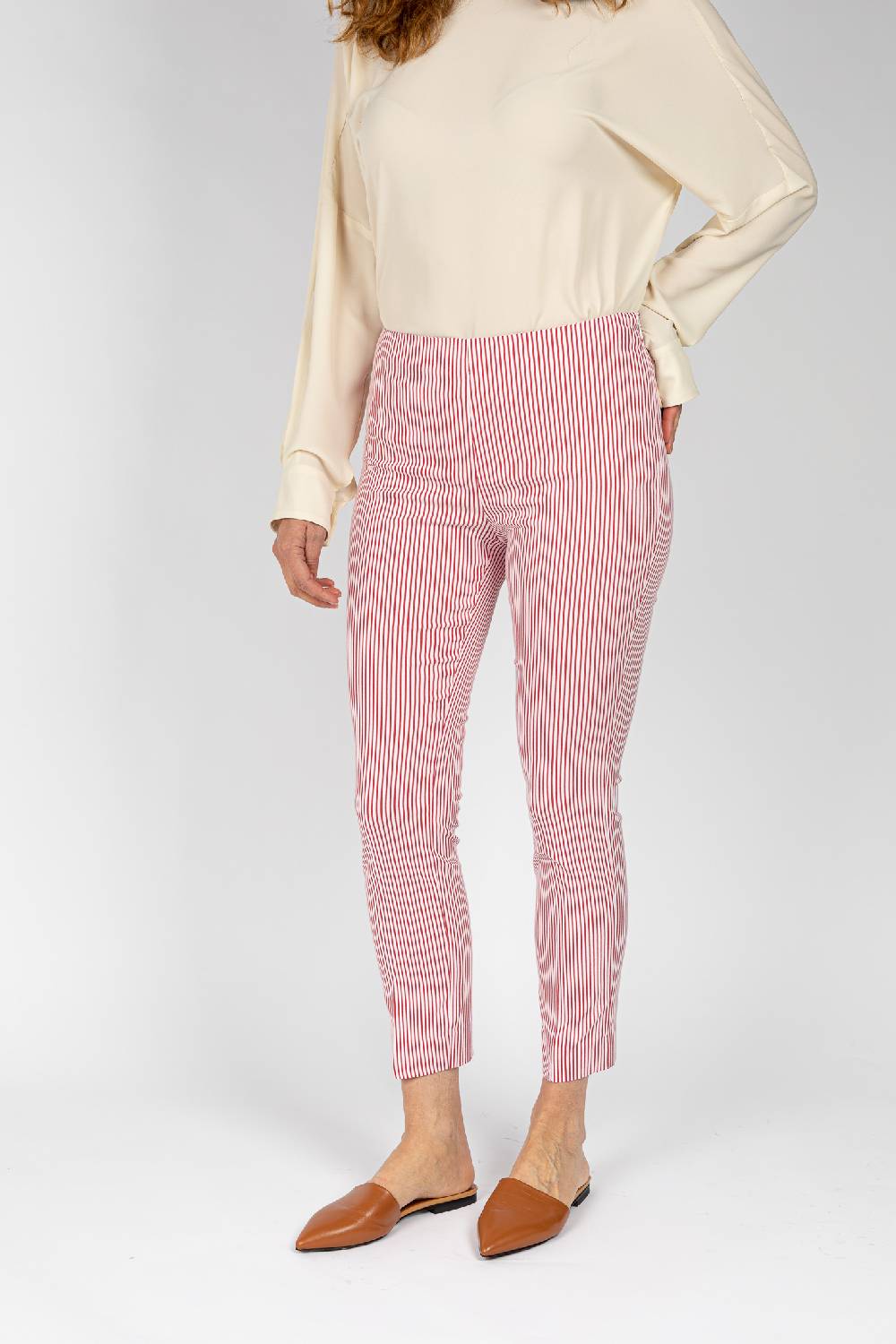 L.Pucci Pantaloni a riga colore rosso da donna linea stretta Pezzi Unici