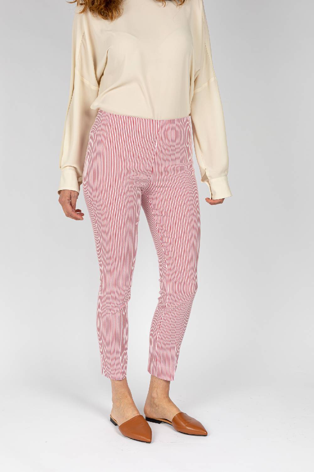 L.Pucci Pantaloni a riga colore rosso da donna linea stretta Pezzi Unici
