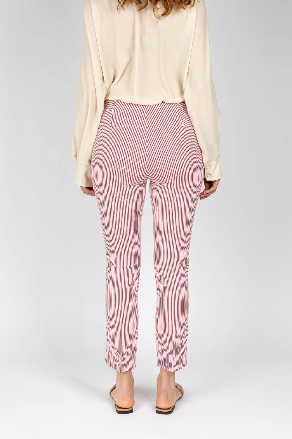 L.Pucci Pantaloni a riga colore rosso da donna linea stretta Pezzi Unici