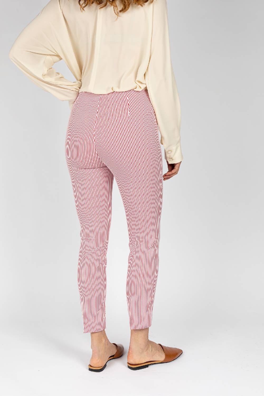 L.Pucci Pantaloni a riga colore rosso da donna linea stretta Pezzi Unici