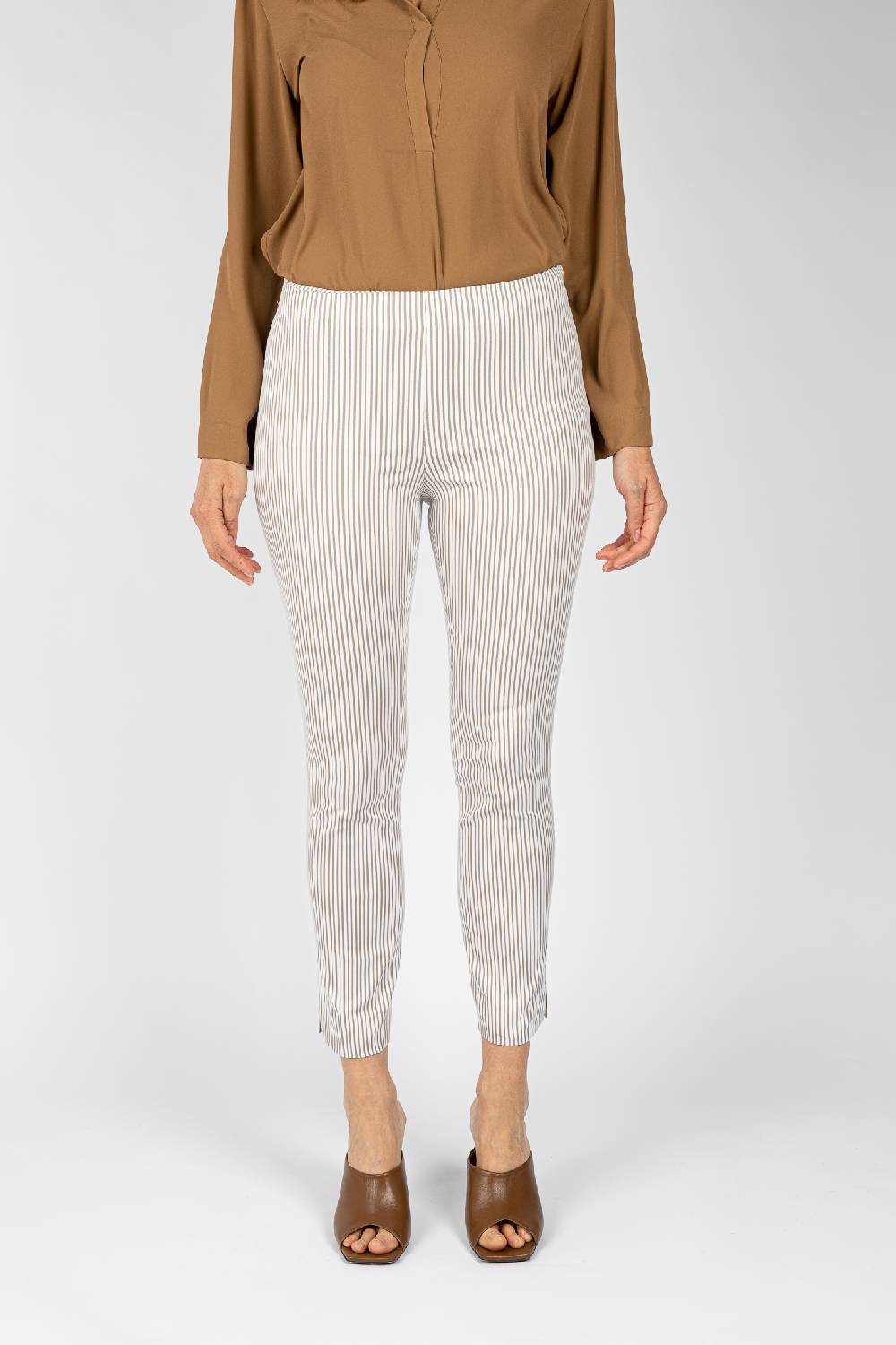 L.Pucci Pantaloni a riga colore beige da donna linea stretta Soddisfazione Garantita