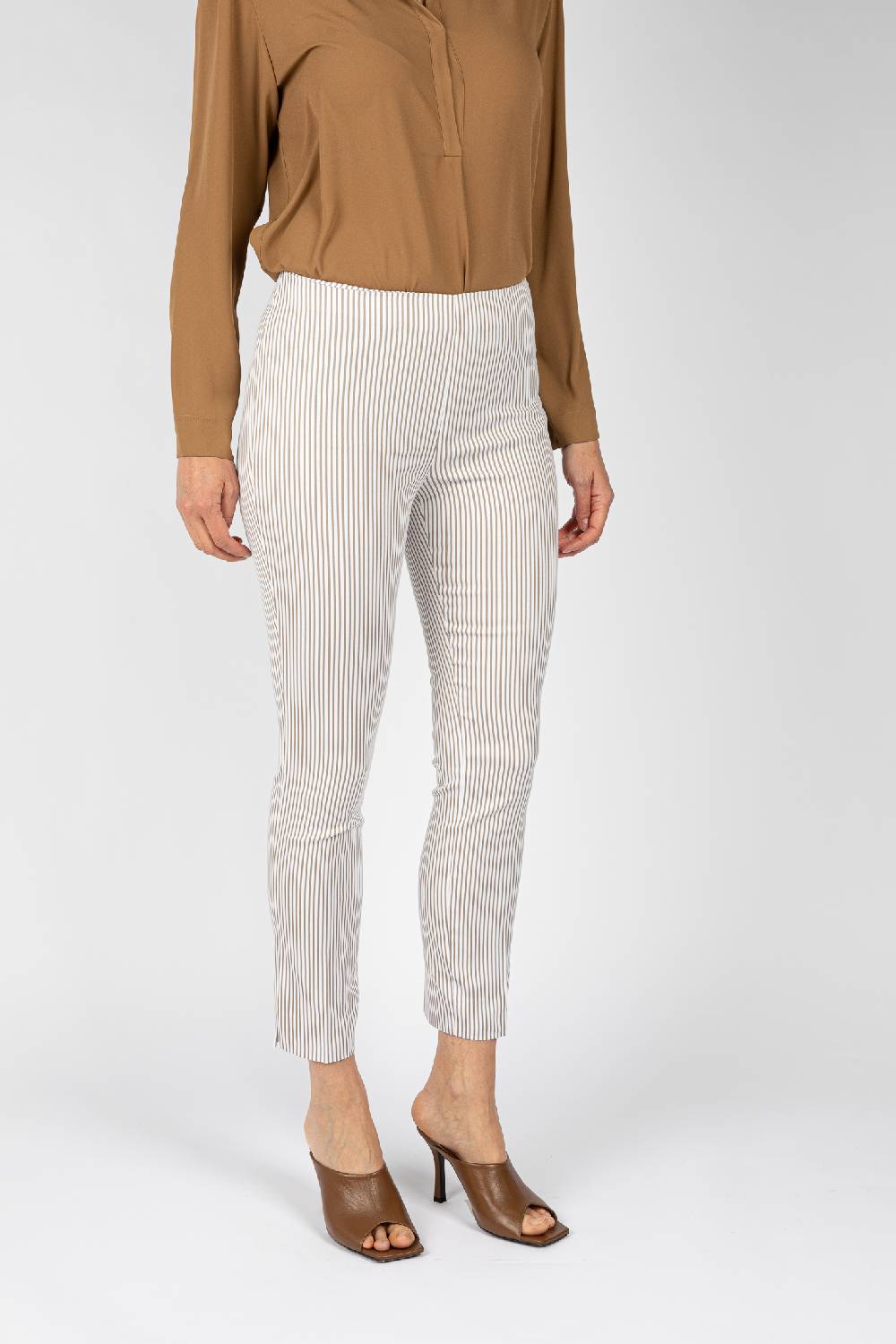 L.Pucci Pantaloni a riga colore beige da donna linea stretta Soddisfazione Garantita