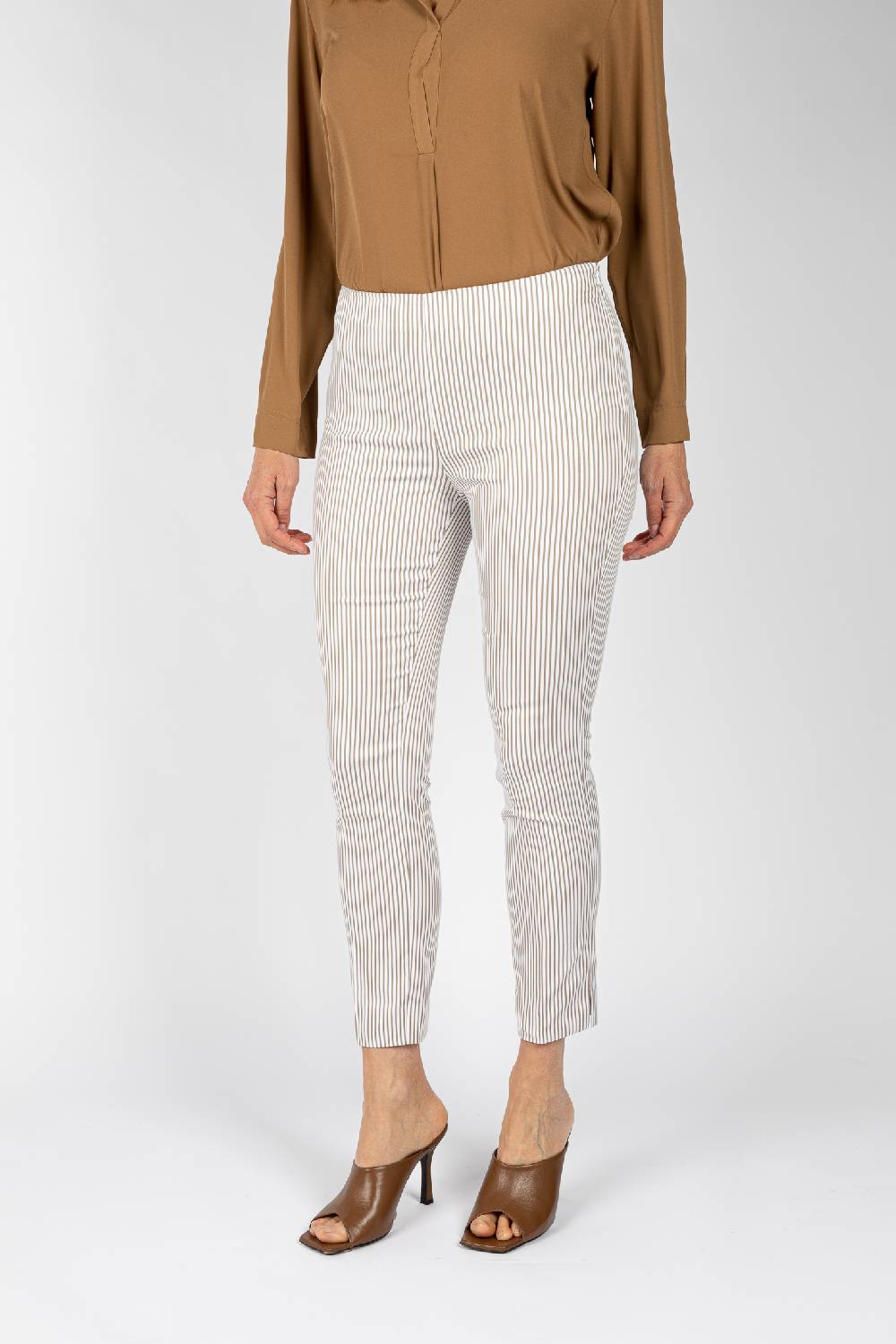 L.Pucci Pantaloni a riga colore beige da donna linea stretta Soddisfazione Garantita