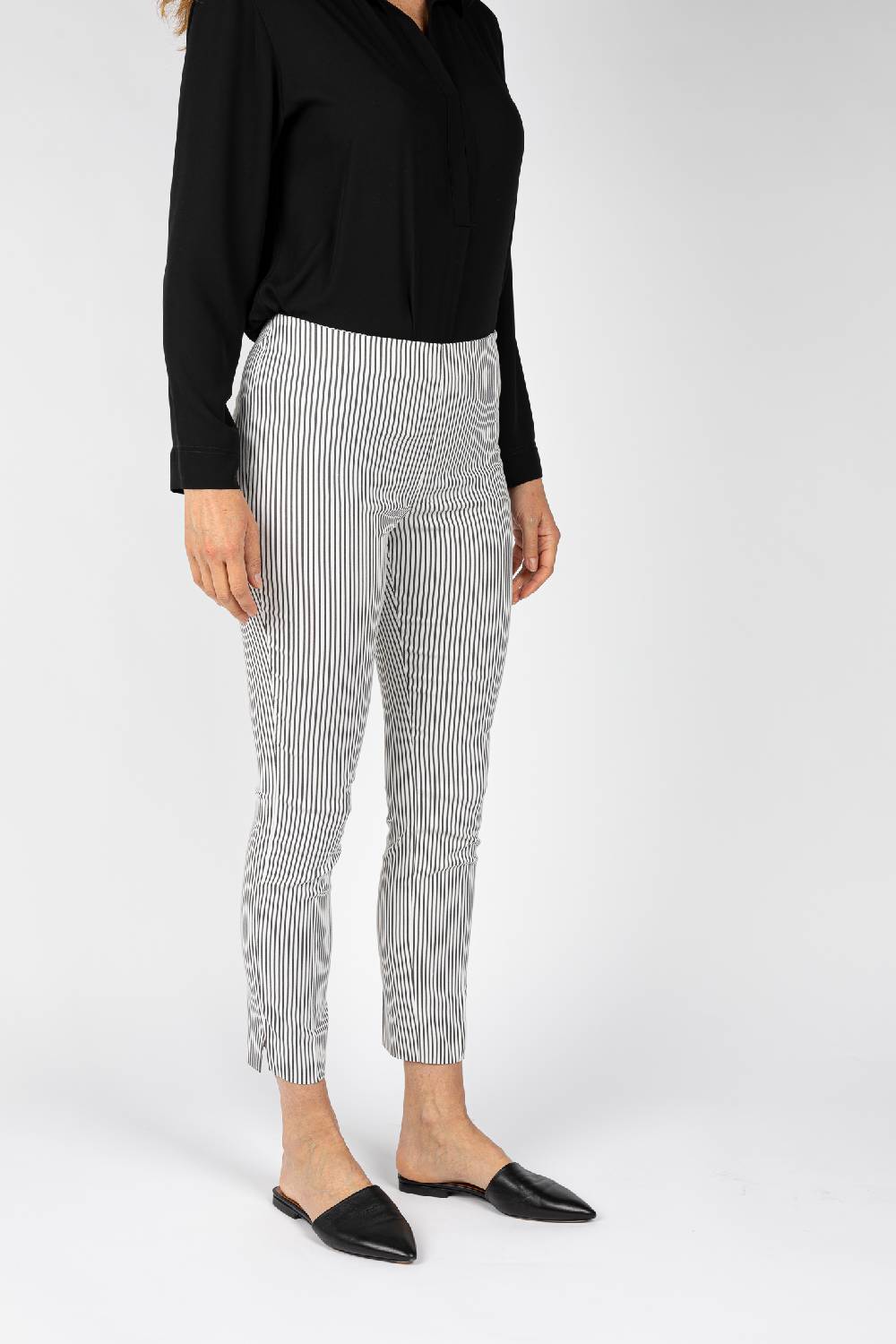 L.Pucci Pantaloni a riga colore nero da donna linea stretta Qualità Garantita