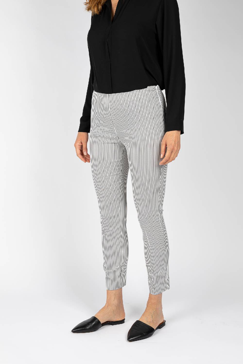 L.Pucci Pantaloni a riga colore nero da donna linea stretta Qualità Garantita