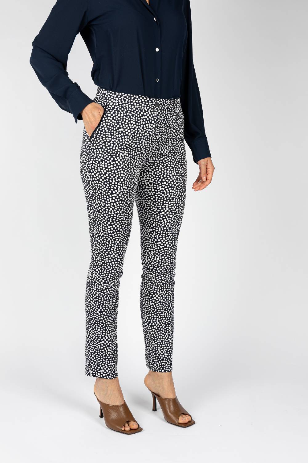 L.Pucci Pantaloni da donna blu linea dritta spacchetti al fondo Promozione Limitata