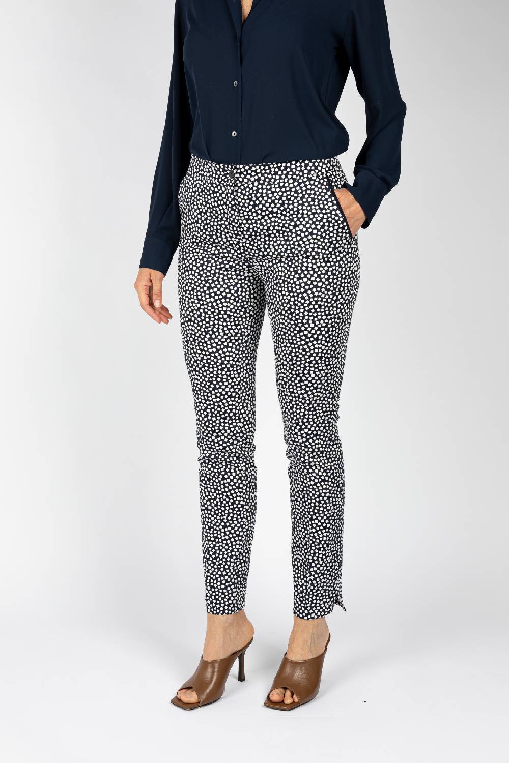 L.Pucci Pantaloni da donna blu linea dritta spacchetti al fondo Promozione Limitata