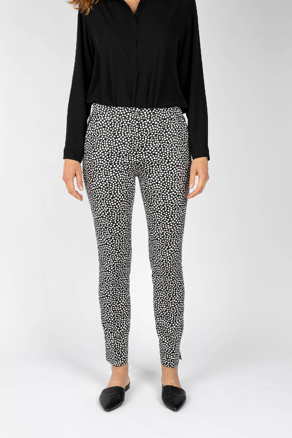 L.Pucci Pantaloni da donna nero linea dritta spacchetti al fondo Fino Al -60%