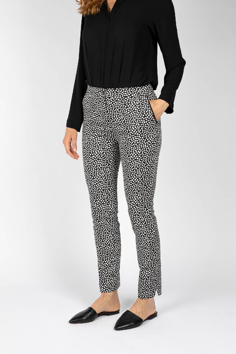 L.Pucci Pantaloni da donna nero linea dritta spacchetti al fondo Fino Al -60%