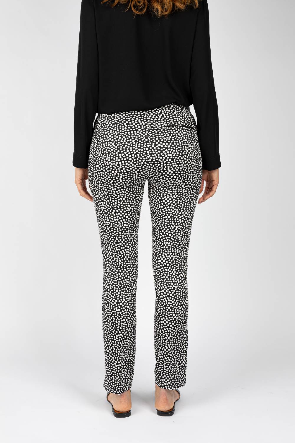 L.Pucci Pantaloni da donna nero linea dritta spacchetti al fondo Fino Al -60%