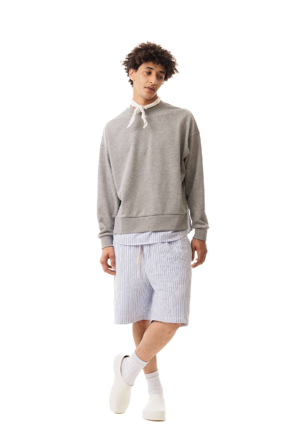 Lc23 Quilted Popeline Shorts White-Blue Fino Al -60%