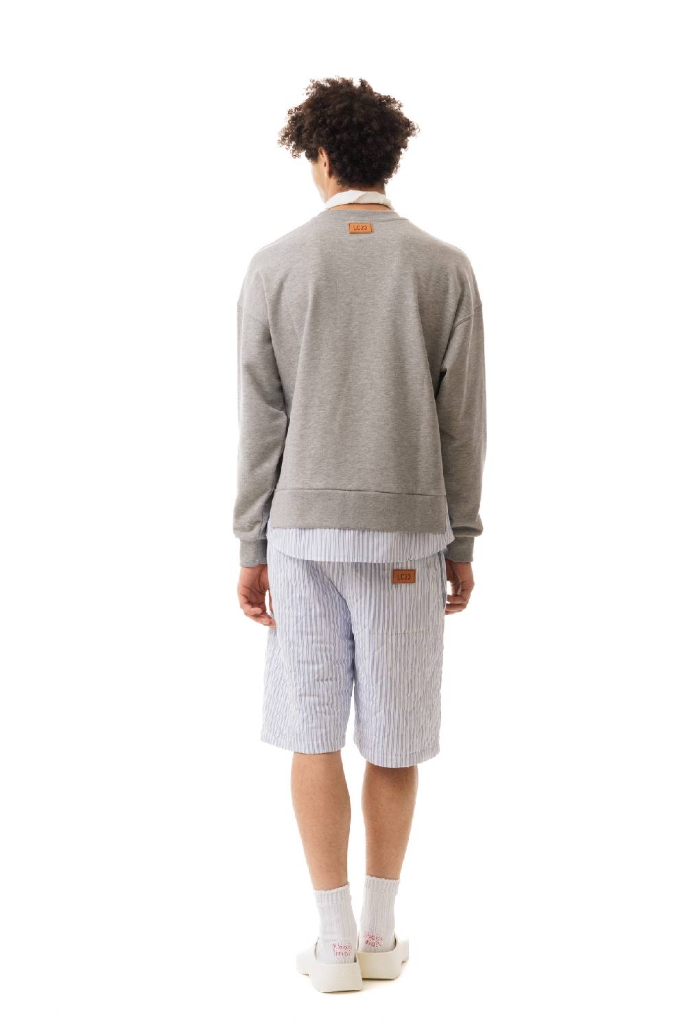 Lc23 Quilted Popeline Shorts White-Blue Fino Al -60%