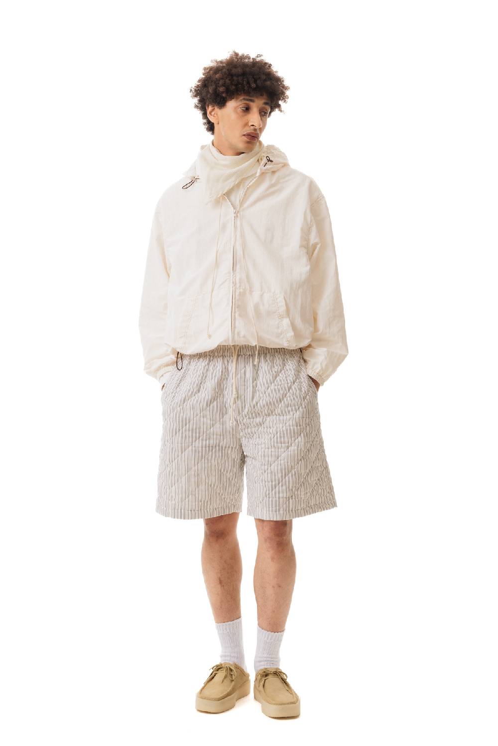 Lc23 Quilted Popeline Shorts Cream-Black Prezzo Ridotto