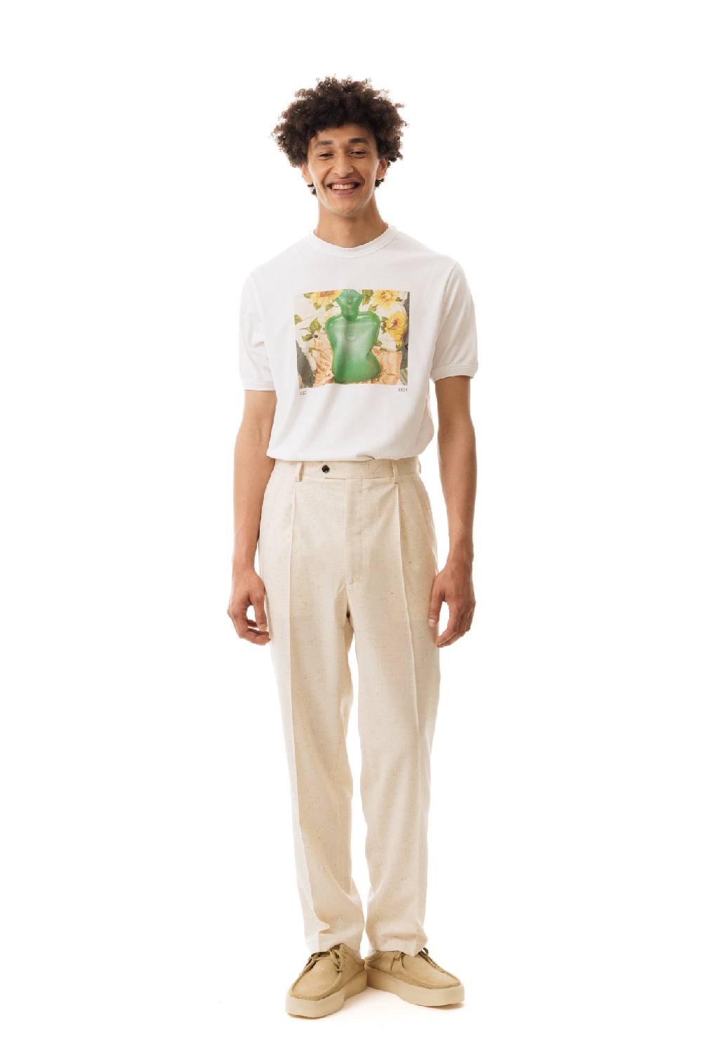 Lc23 Misto Lino Cream Trousers In Vendita