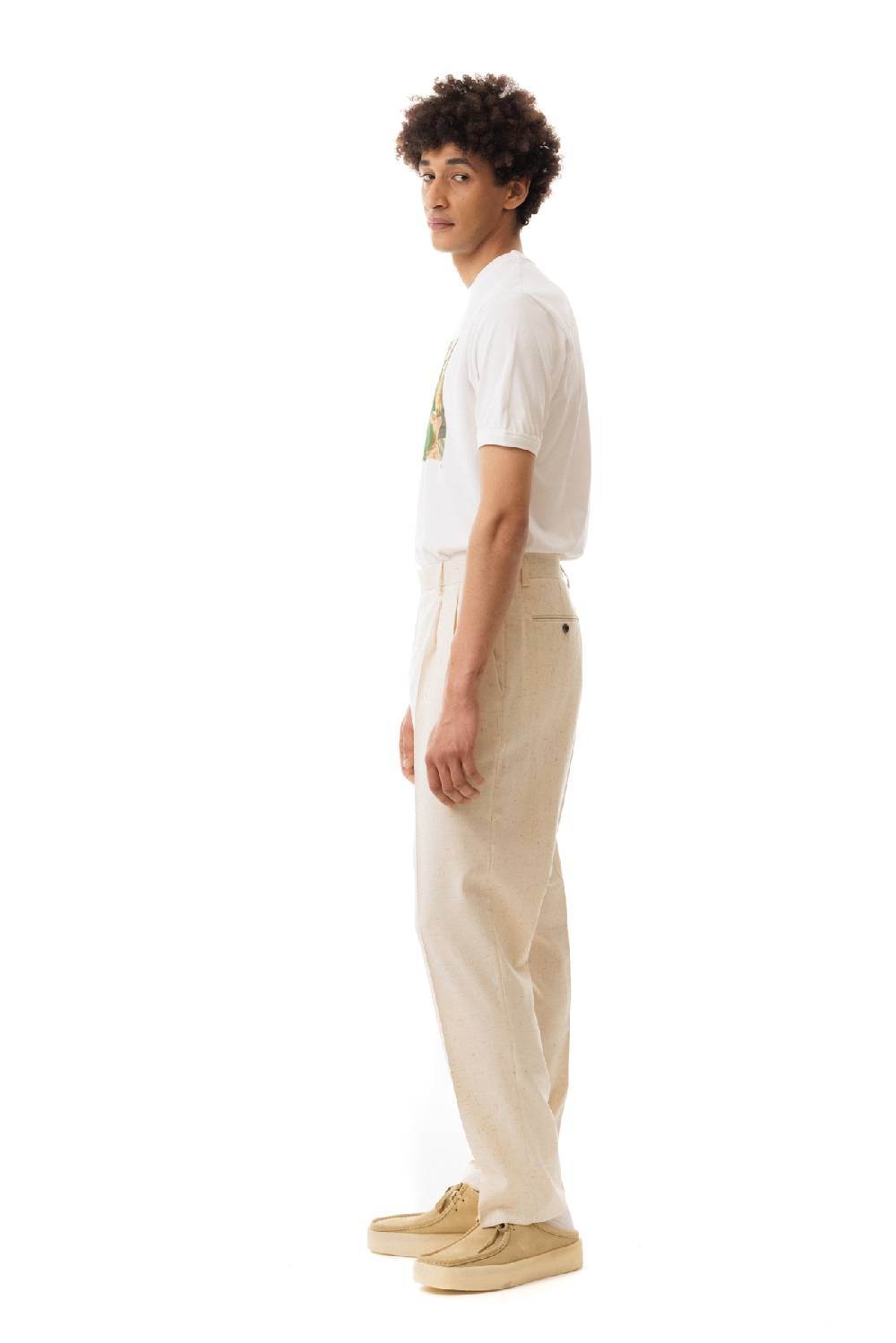 Lc23 Misto Lino Cream Trousers In Vendita