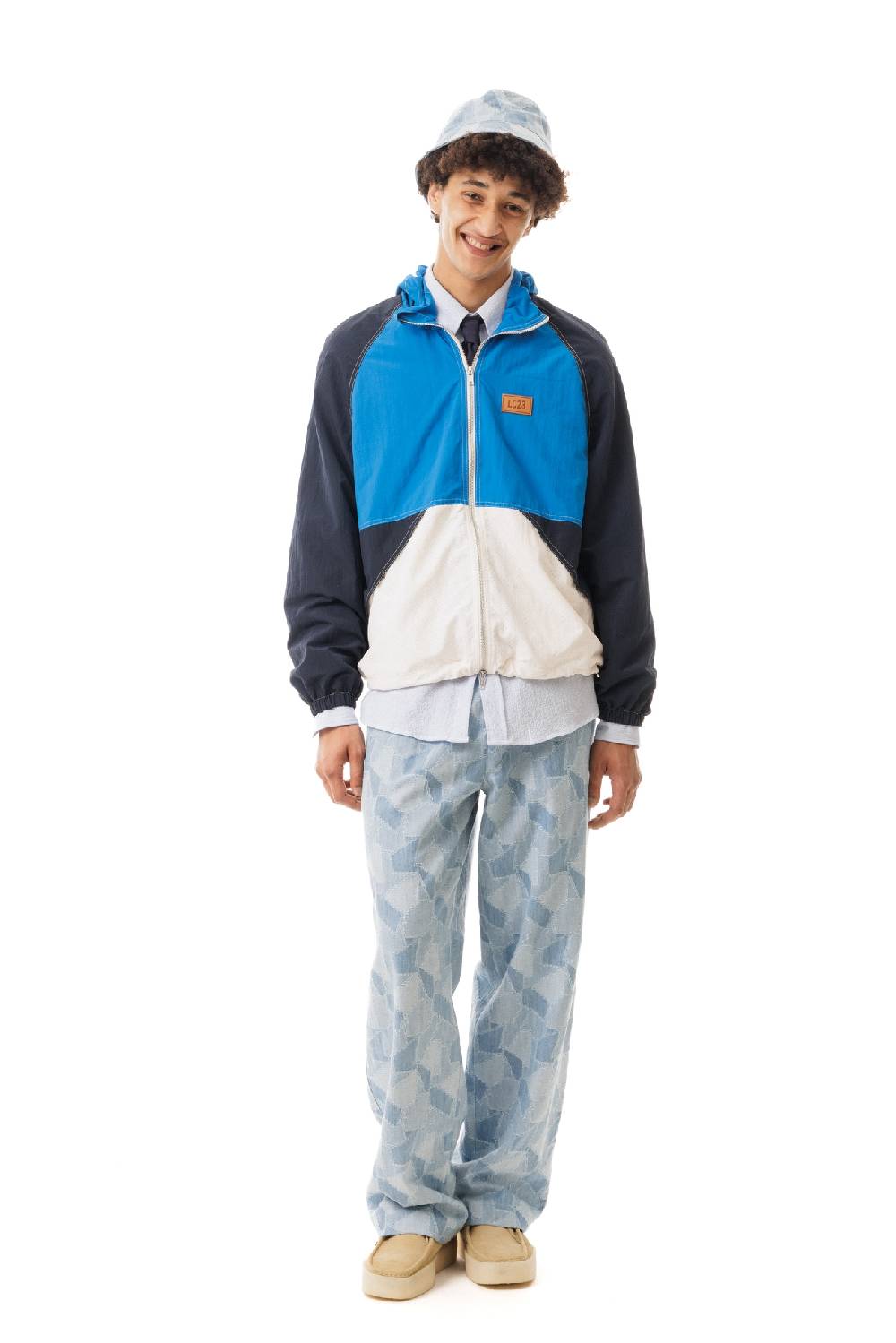 Lc23 Nylon Color-Block Hooded Jacket Blue Offerte