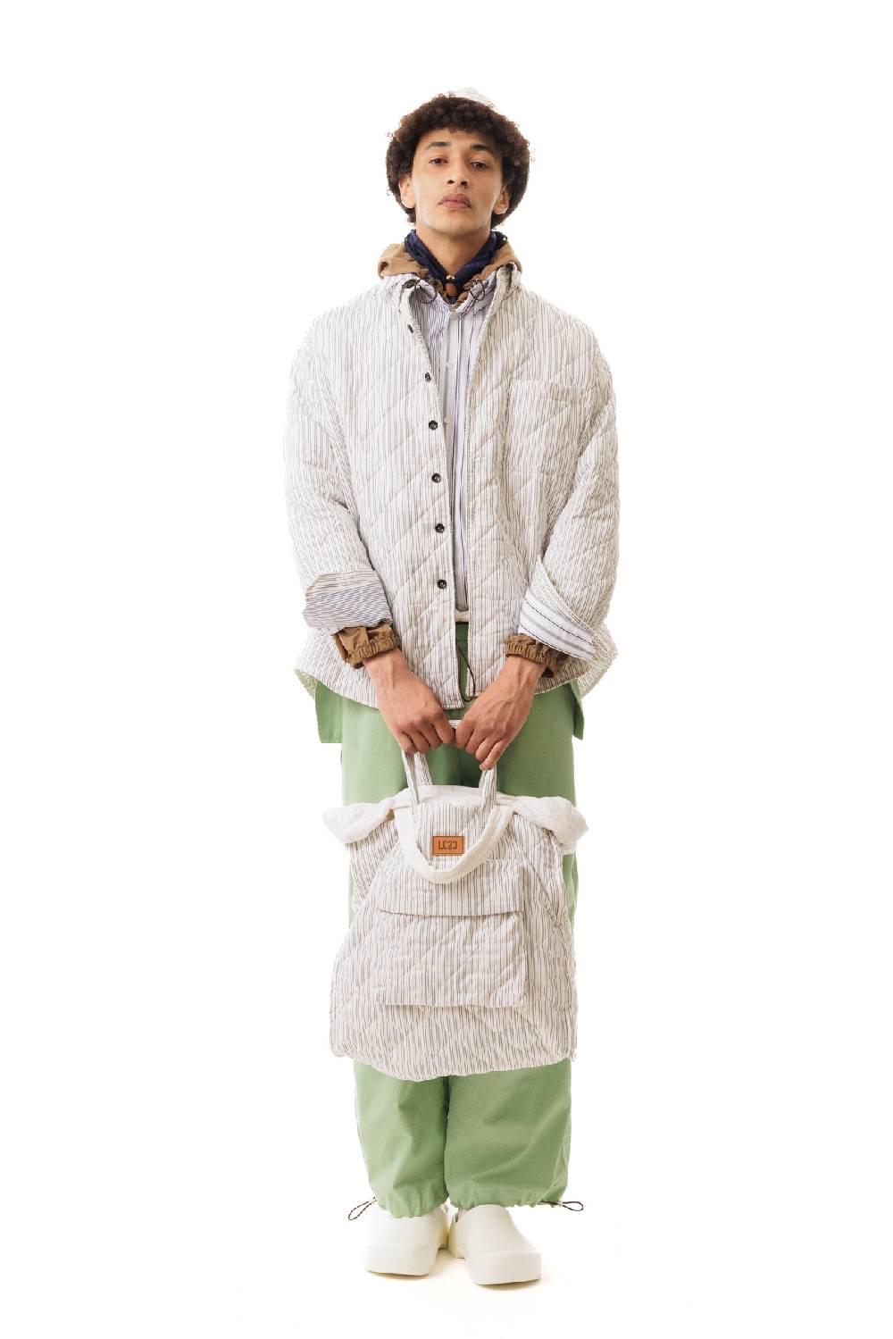 Lc23 Quilted Popeline Overshirt Cream-Black Qualità Garantita