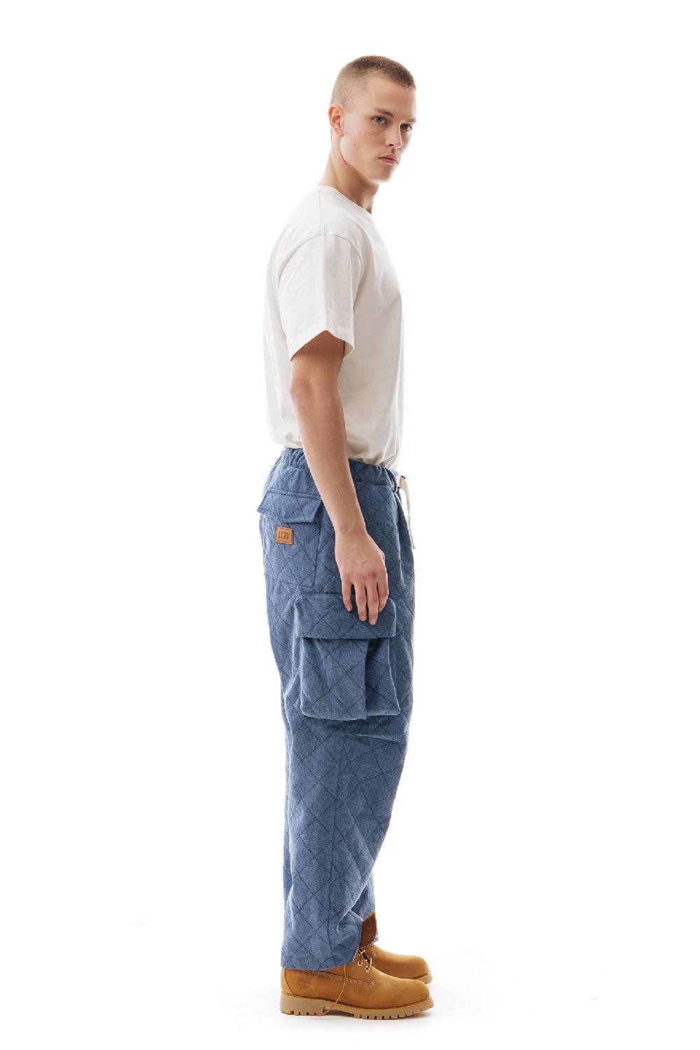 Lc23 Quilted Denim Cargo Pants In Linea