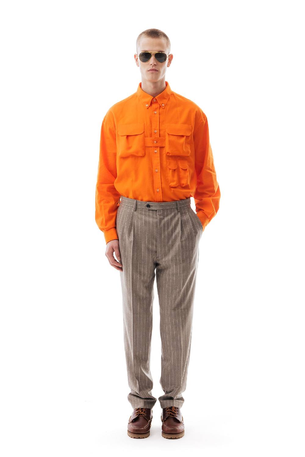 Lc23 Gessato Beige Trousers Acquista Ora