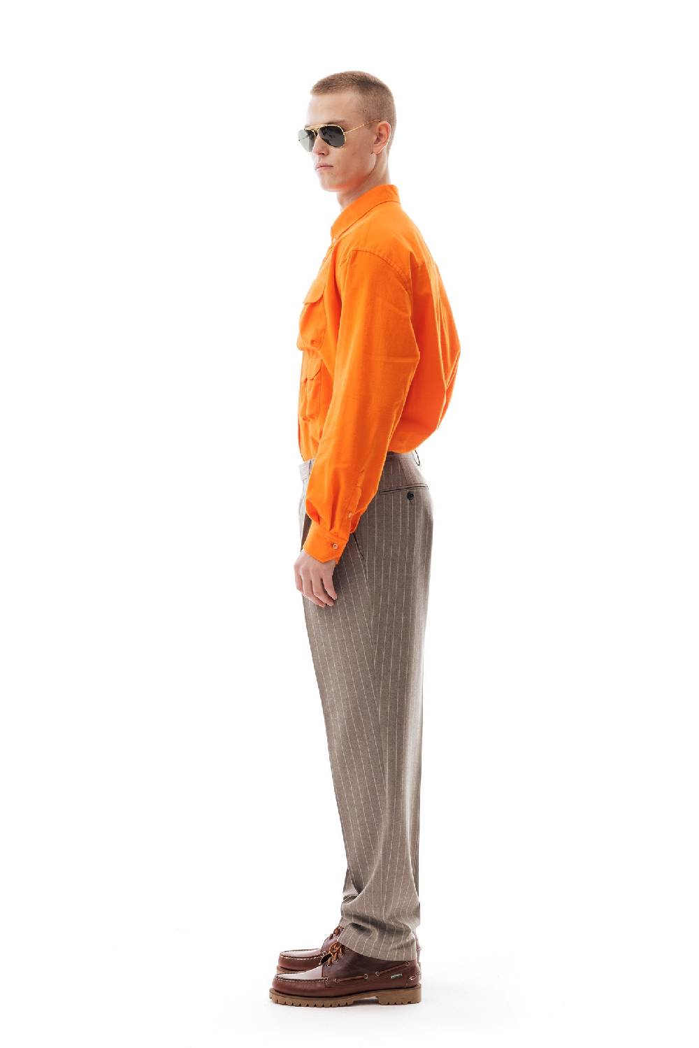 Lc23 Gessato Beige Trousers Acquista Ora
