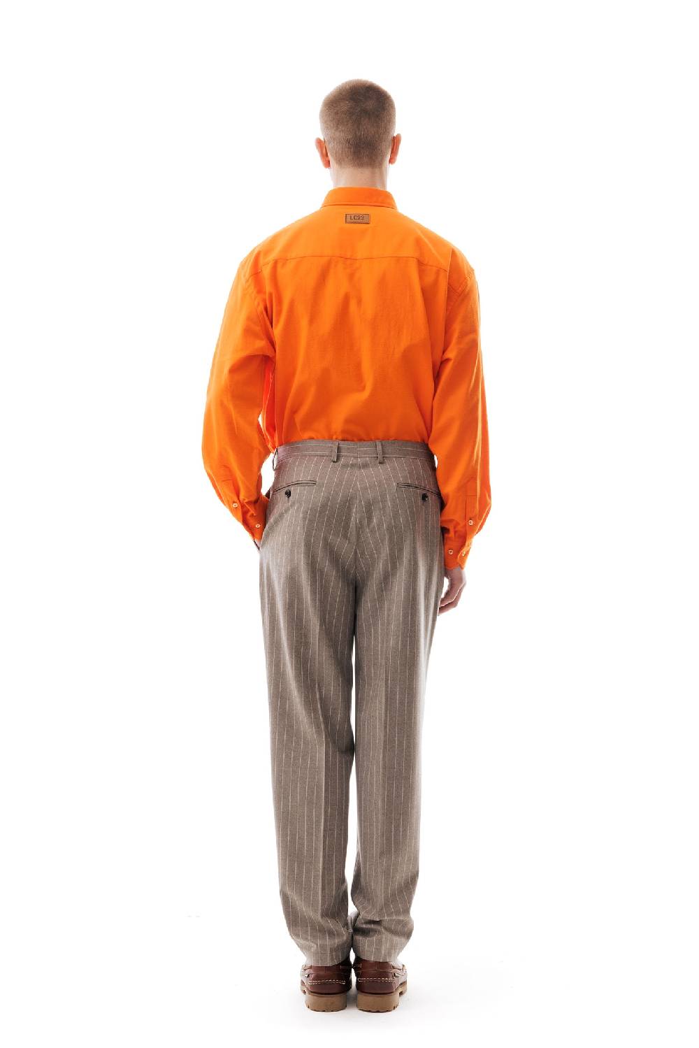 Lc23 Gessato Beige Trousers Acquista Ora