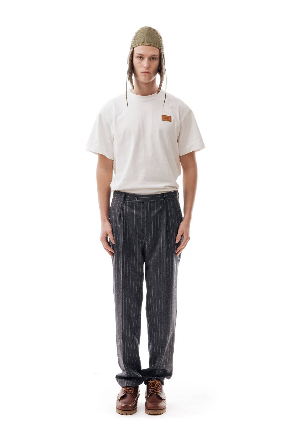 Lc23 Gessato Grey Trousers Consegna Veloce