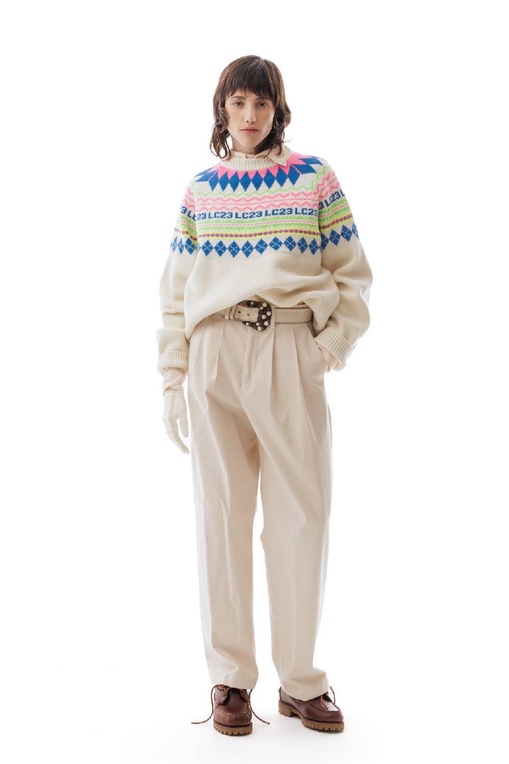 Lc23 LC23 Norvegian Sweater Cream Vendite Flash