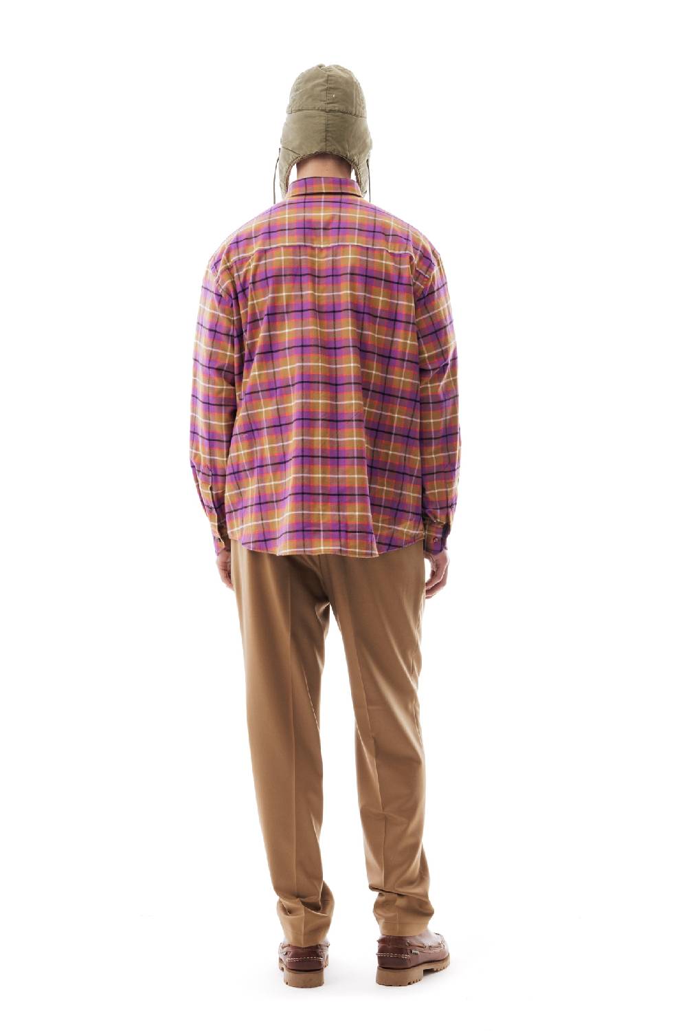Lc23 Flannel Check Shirt Camel/Purple Qualità