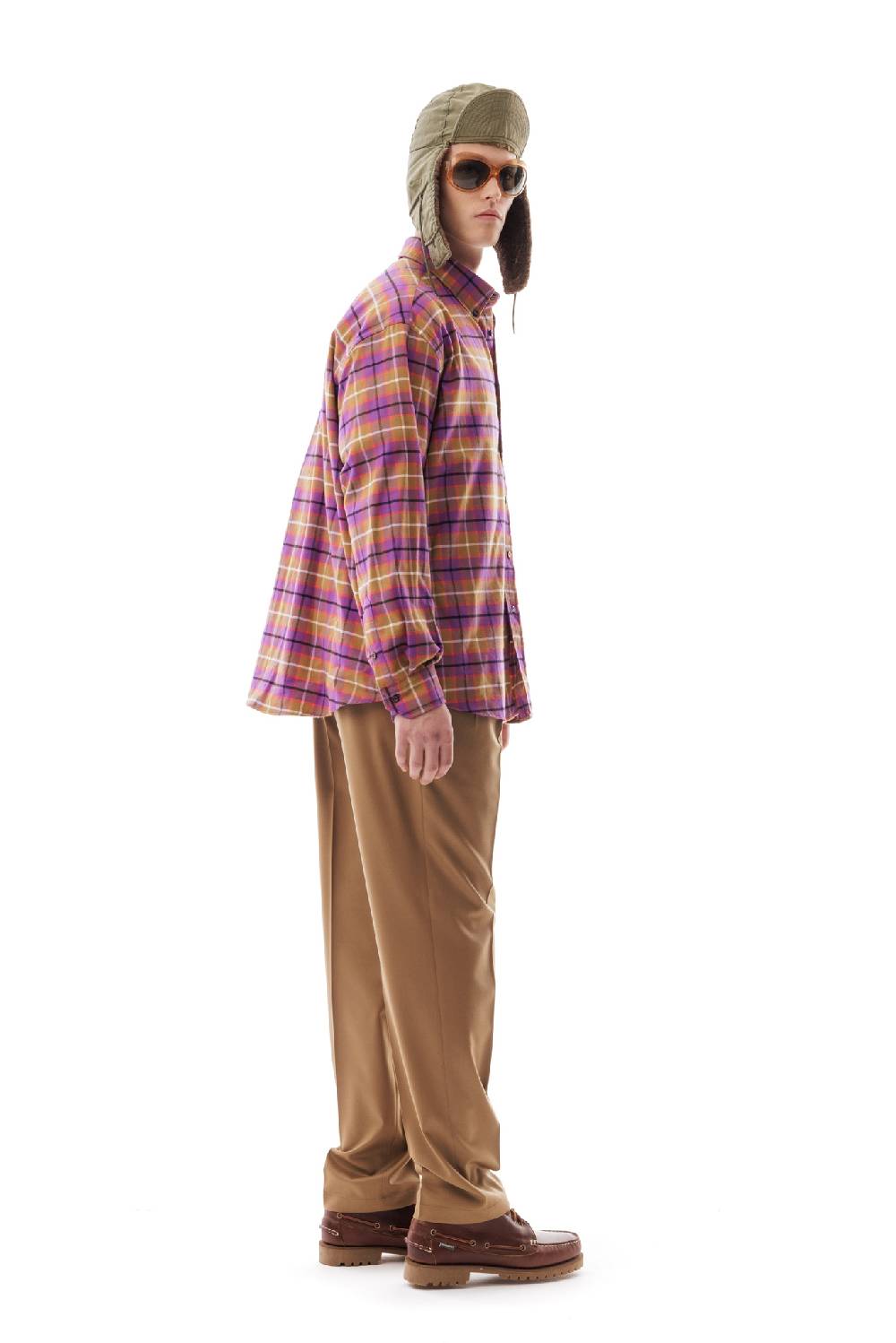 Lc23 Flannel Check Shirt Camel/Purple Qualità