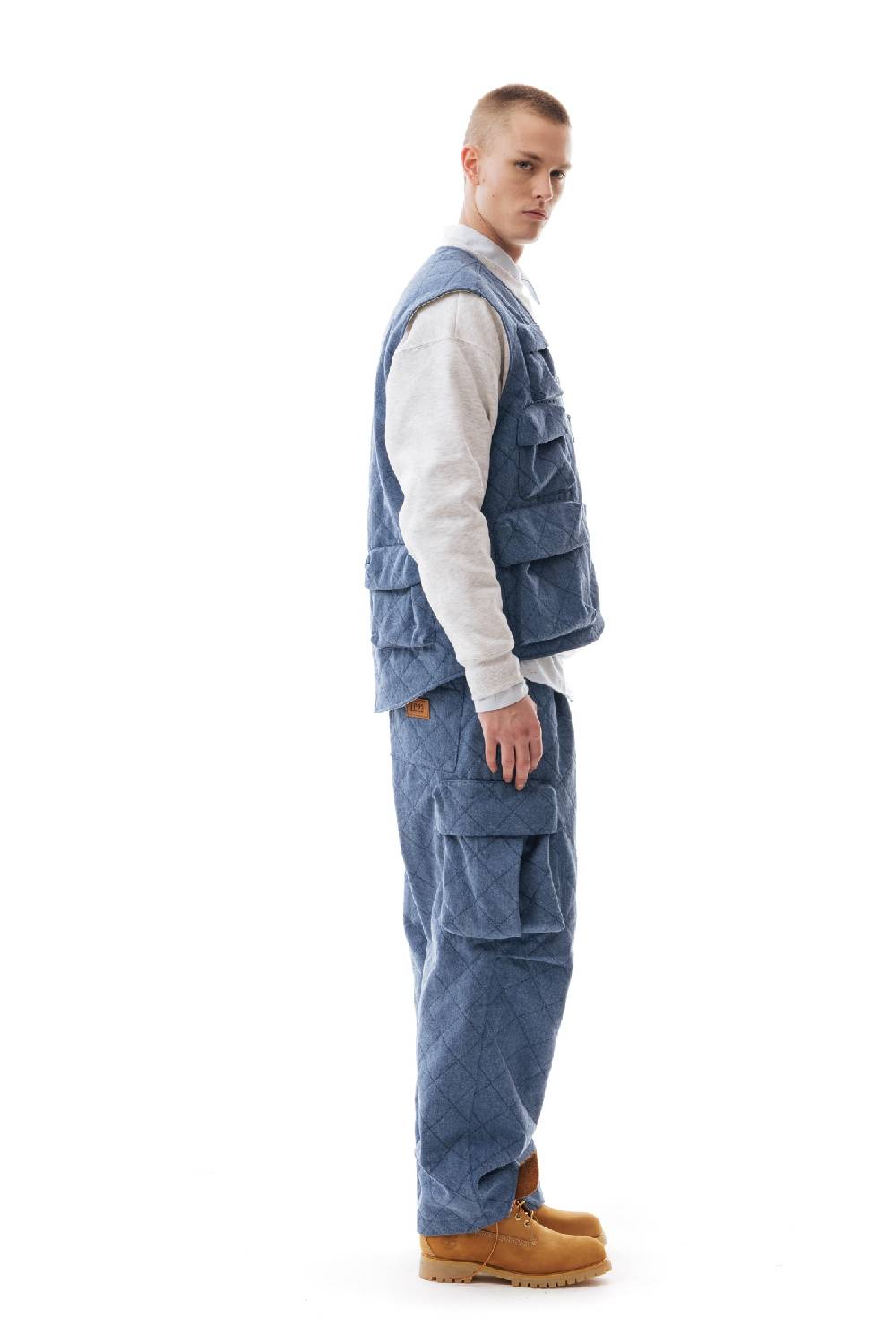 Lc23 Quilted Denim Multipocket Vest Negozi Online