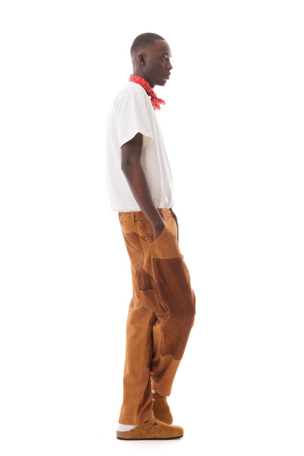 Lc23 Suede Work Trousers Camel Prezzo Ridotto
