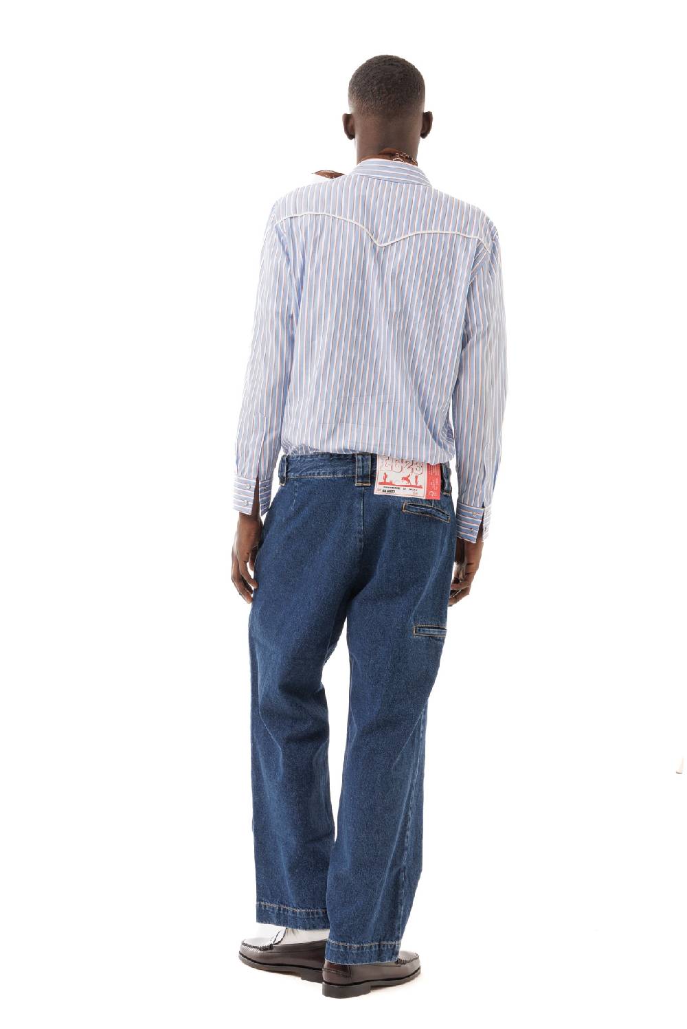 Lc23 Stripes Western Shirt Blue-Brown Presa