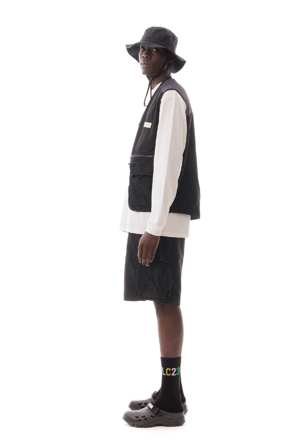 Lc23 Nylon Multipocket Vest Black In Vendita
