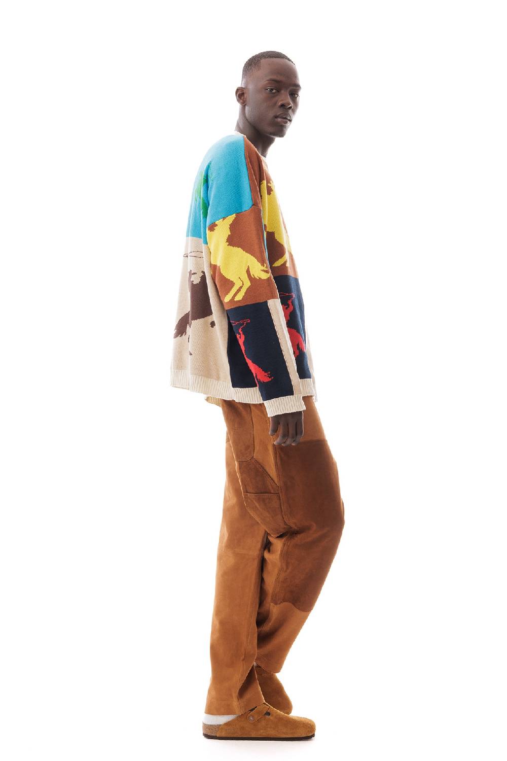 Lc23 Jaquard Patchwork Horses Sweater Pezzi Unici