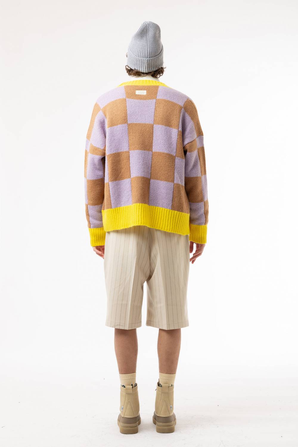 Lc23 Checkered Cardigan Lille/Yellow/Camel Presa