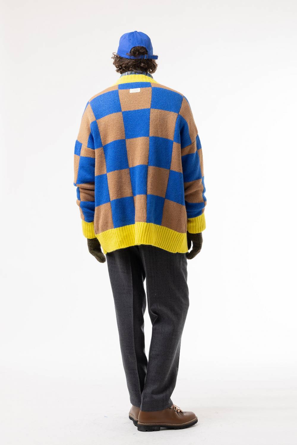 Lc23 Checkered Cardigan Camel/Blue/Yellow Sconto