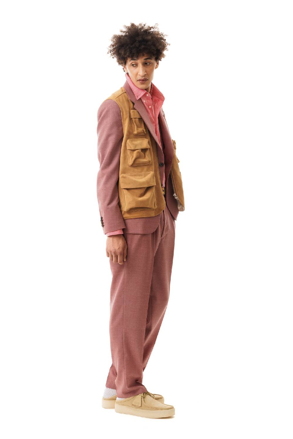 Lc23 Multipocket Suede Vest Camel Esporta salva