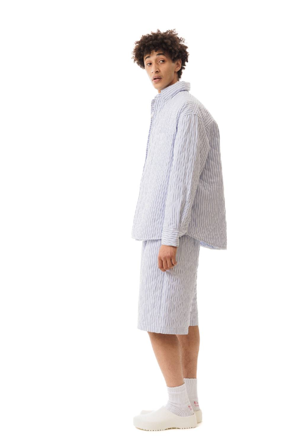 Lc23 Quilted Popeline Overshirt White-Blue Sottocosto