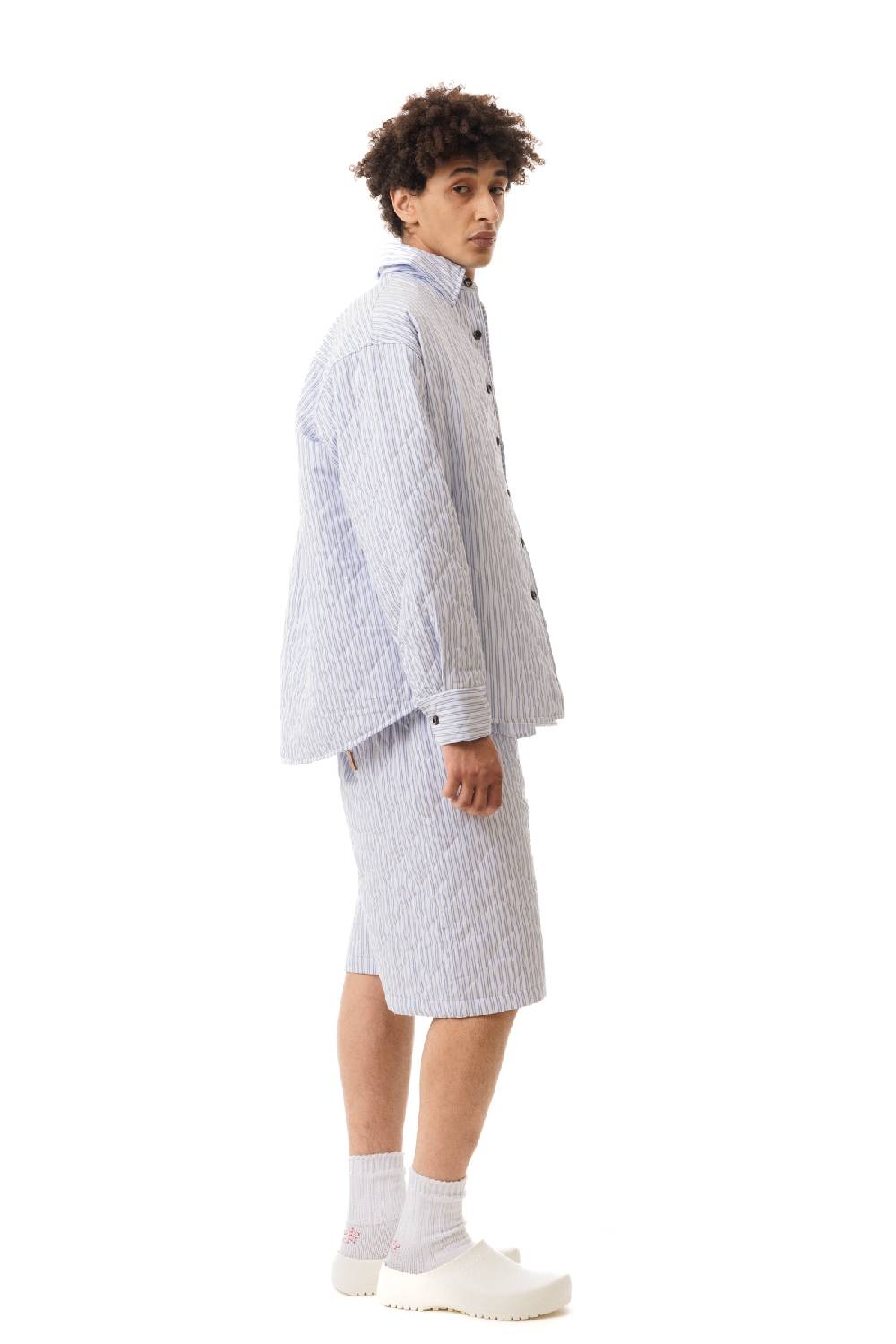 Lc23 Quilted Popeline Overshirt White-Blue Sottocosto