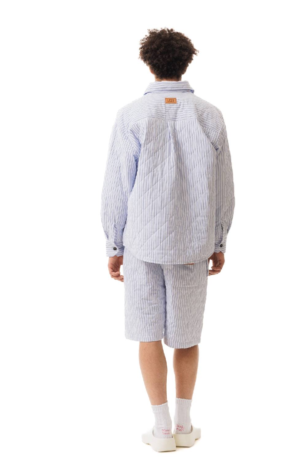 Lc23 Quilted Popeline Overshirt White-Blue Sottocosto