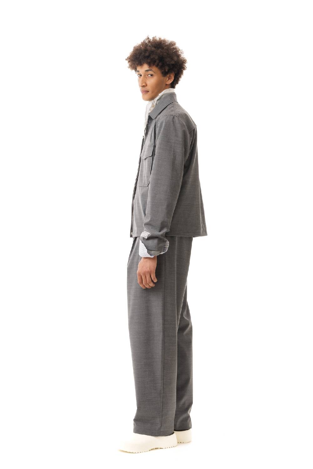 Lc23 Nylon-Wool Overshirt Grey Convenienza